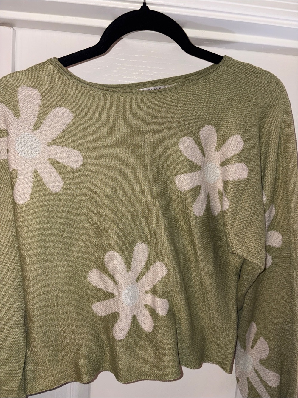 Ekouaer Olive Green Floral Crewneck Sweater size small - Picture 3 of 8